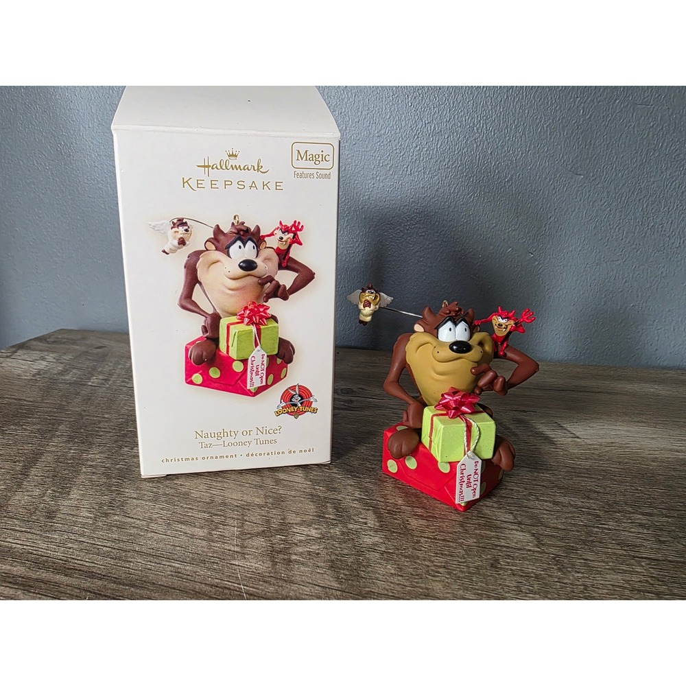 Hallmark Keepsake 2008 Taz Looney Tunes Naughty or Nice Magic Sound‎ Ornament
